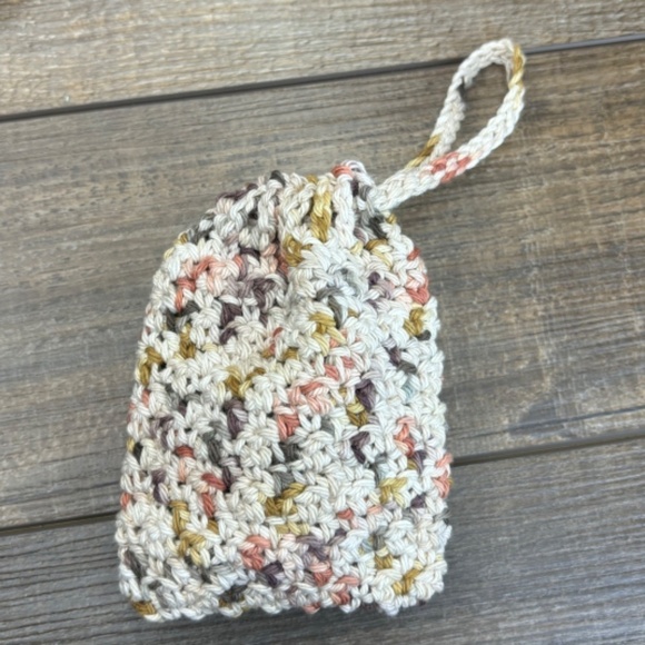 Crochet Bar Soap Saver Cotton Handcrafted Exfoliating Drawstring Pouch Bag - Picture 6 of 11